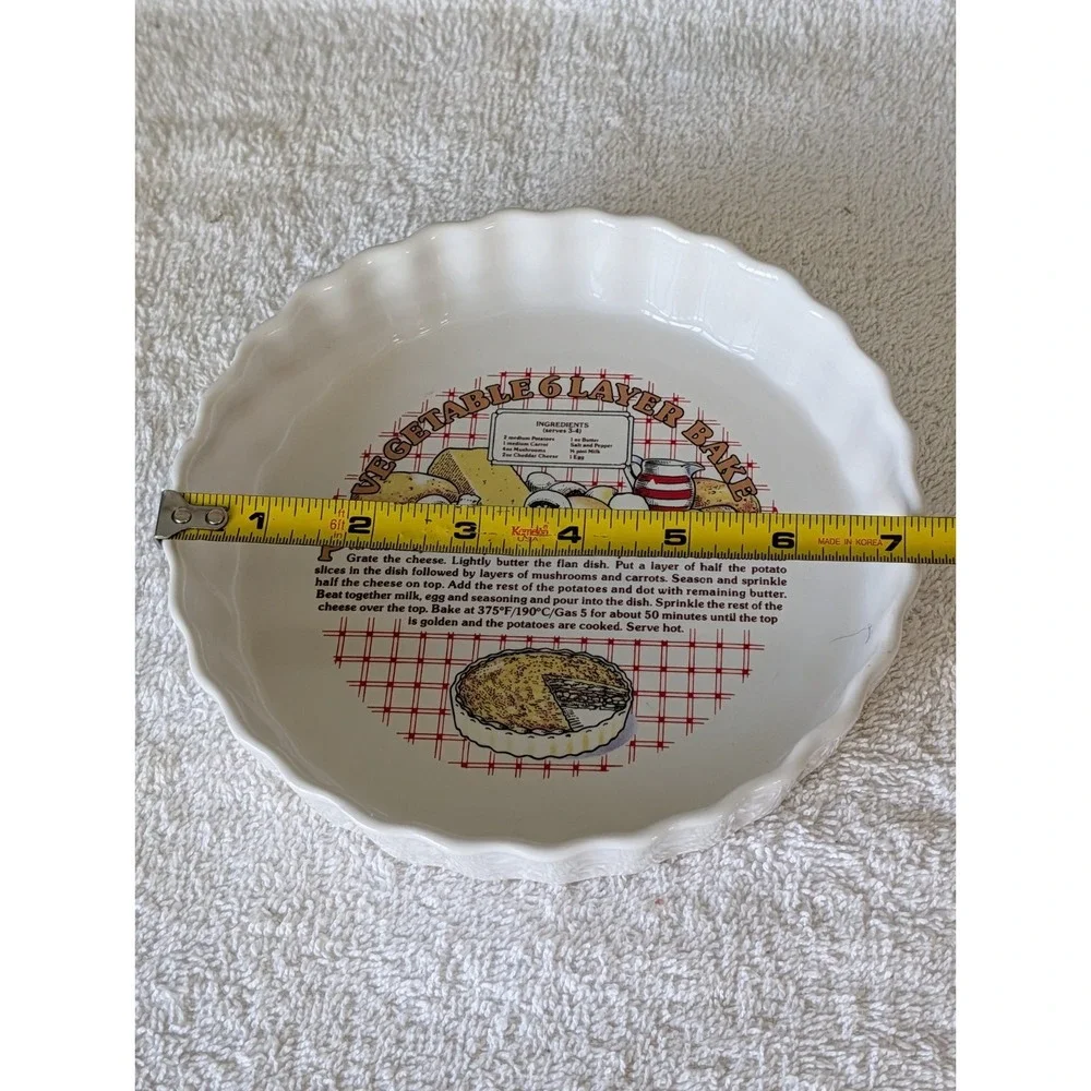 Vintage Small Ceramic Vegetable 6 Layer Bake Recipe Pie Dish Tart Ashley Fluted